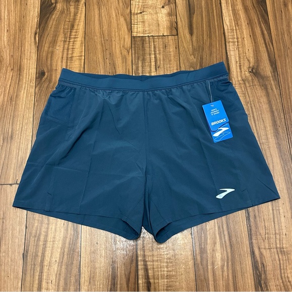 NEW Brooks Journey 5” 2-In-1 Lined Running Athletic Shorts Blue Slate Mens Large - Picture 1 of 13